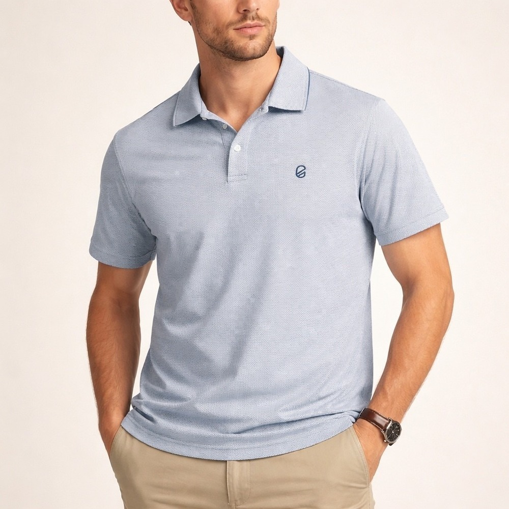 Extracurricular Mens L Blue Polo Short Sleeve‎ Golf Casual Shirt Cotton Poly